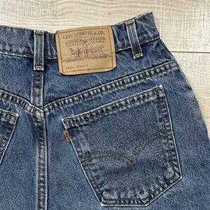 Levi's 954 Orange Tab Blue Denim Shorts High Waisted Regular Fit Women's W27 Sz9